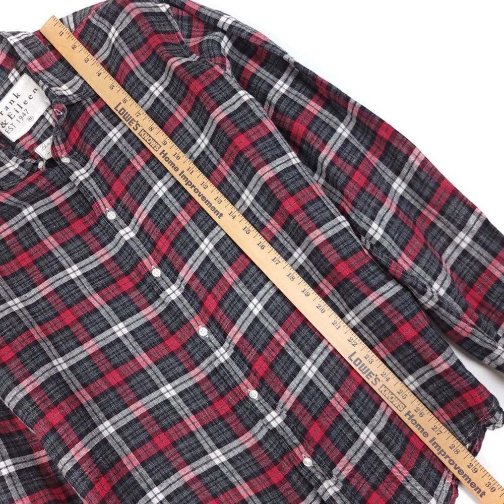 FRANK AND EILEEN 100% Linen Paul Oversized Button Down Shirt Red Gray Plaid XL - Picture 4 of 11